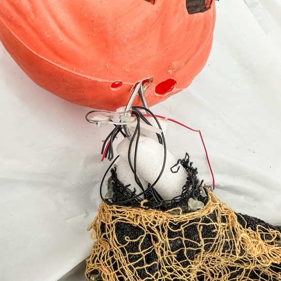 VTG Pumpkin Halloween‎ Pumpkin Ghost decor plastic 90's Spooky Skeleton - Picture 9 of 9